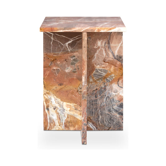 Blair Orange Levante Marble Accent Table - Ornate Home