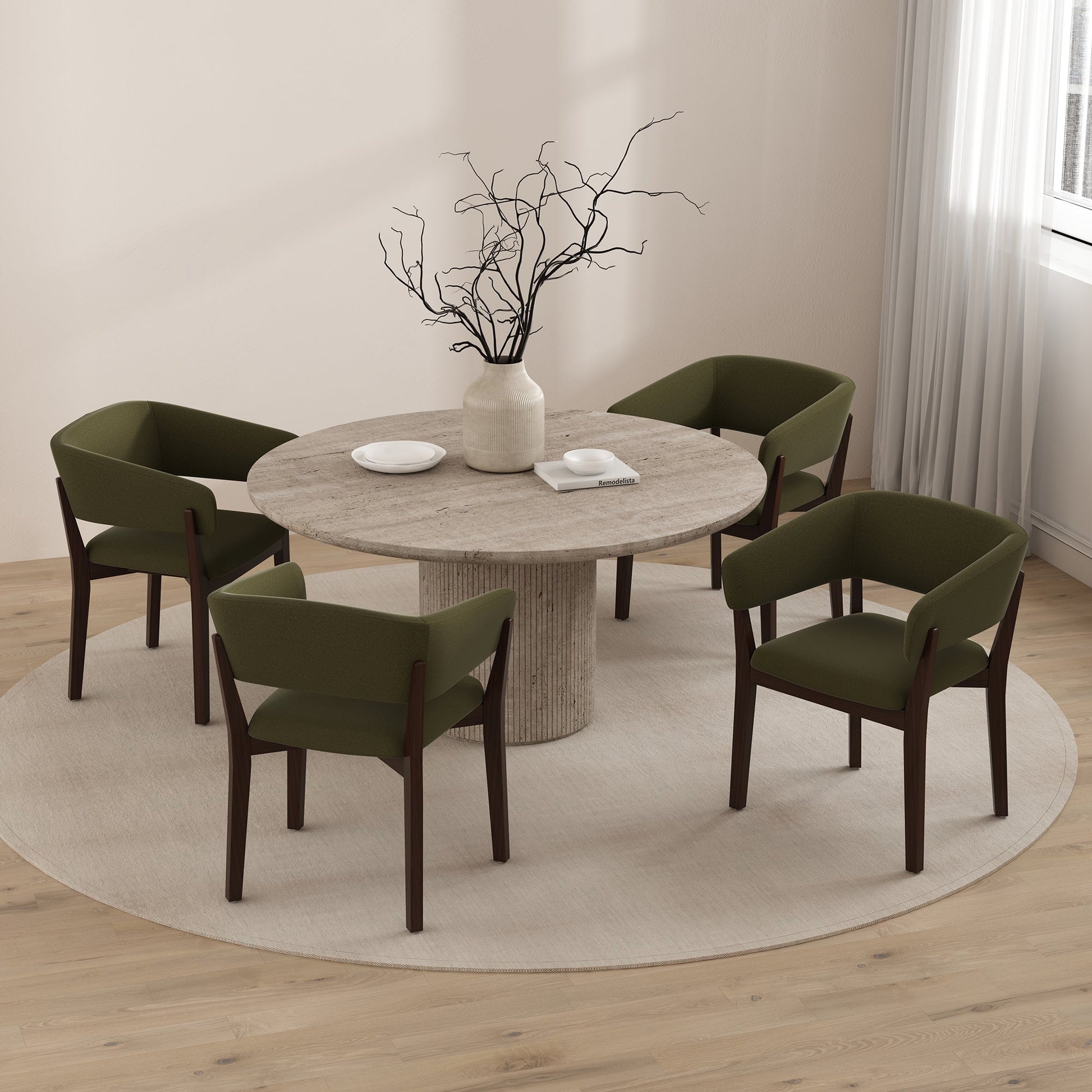 Blake Dining Armchair in Green (set of 4) - Ornate Home