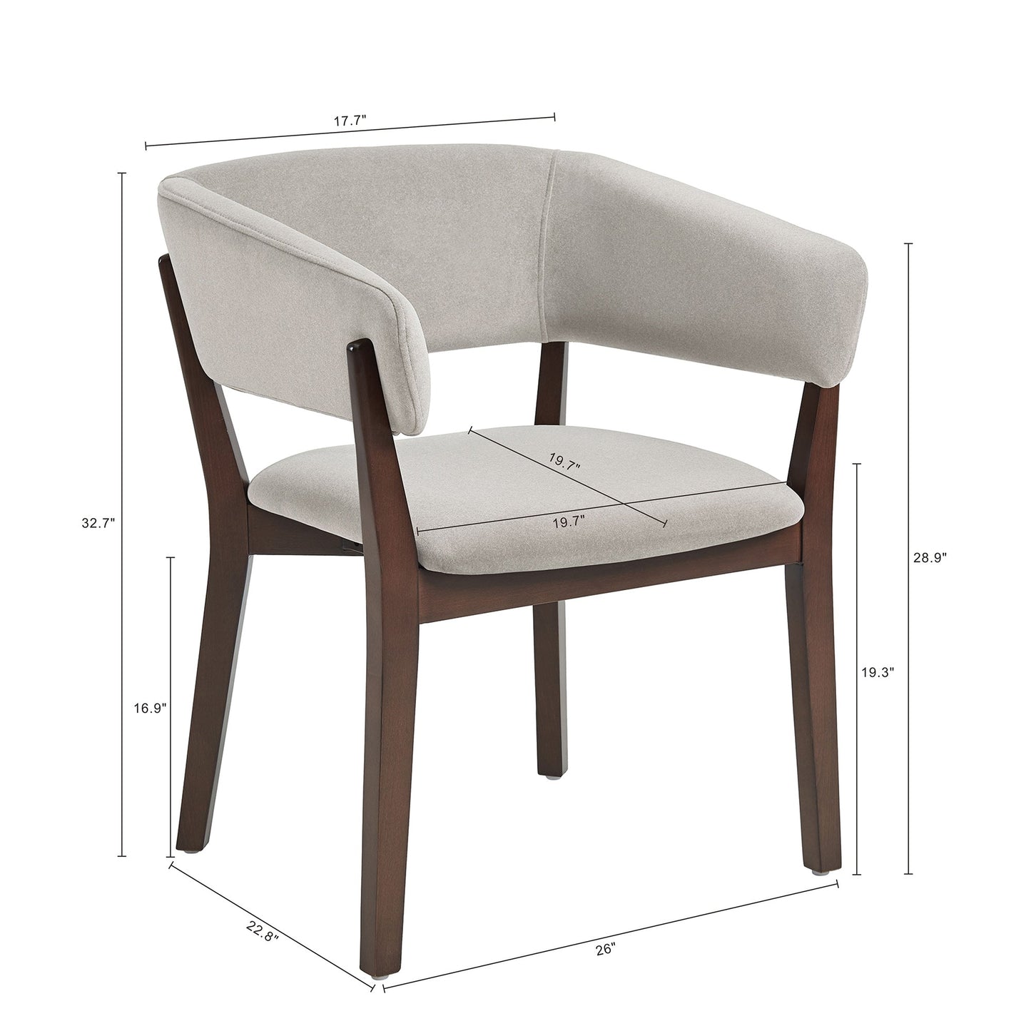 Blake Dining Armchair in Greige (set of 2) - Ornate Home