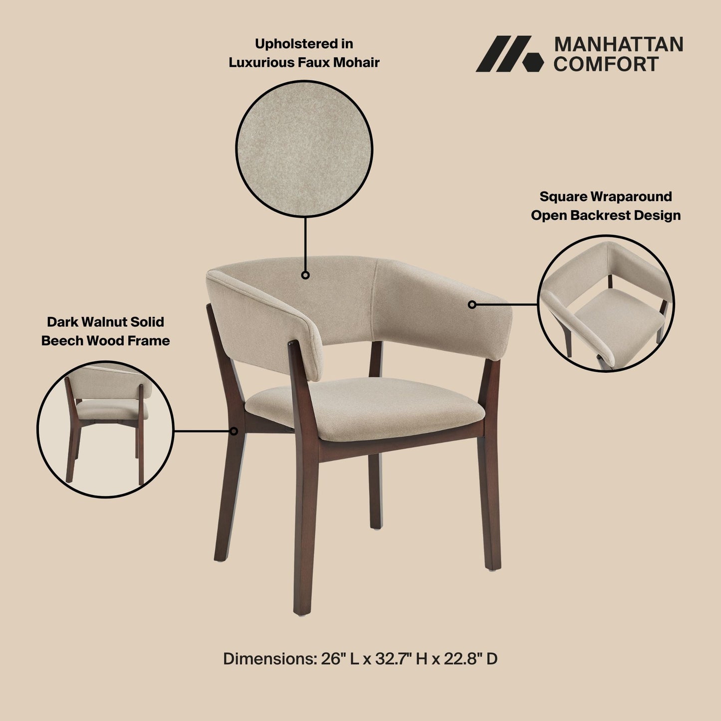 Blake Dining Armchair in Natural (set of 2) - Ornate Home