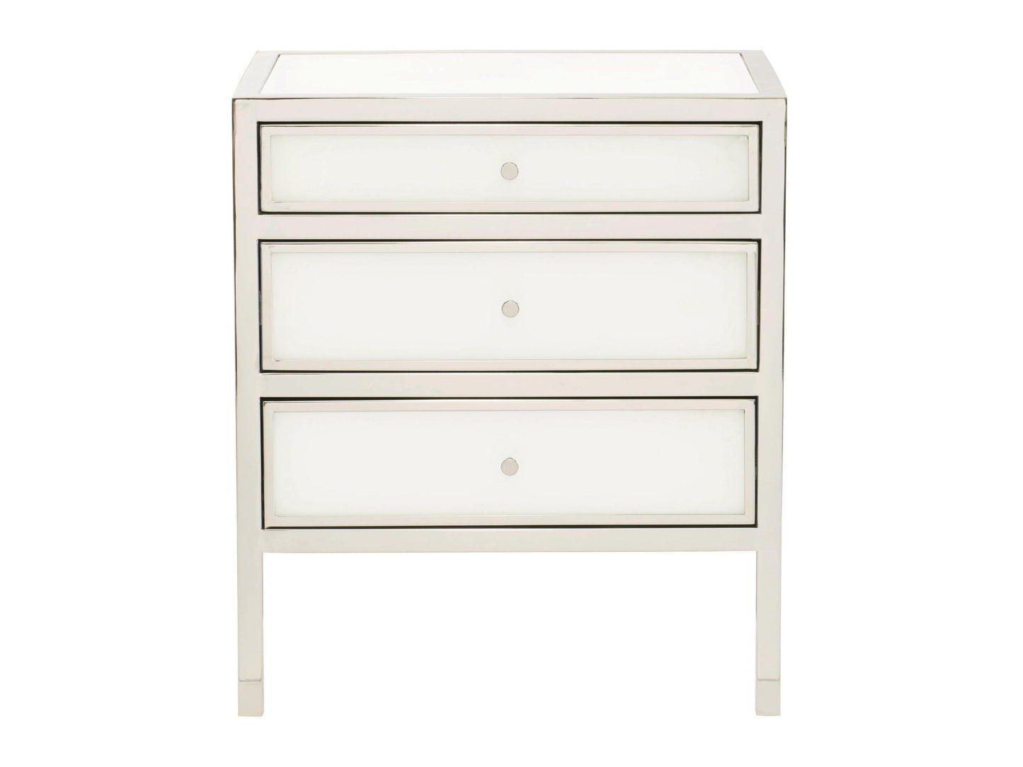 Blanca White/Polished Stainless Nightstand - Ornate Home