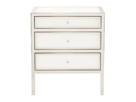 Blanca White/Polished Stainless Nightstand - Ornate Home