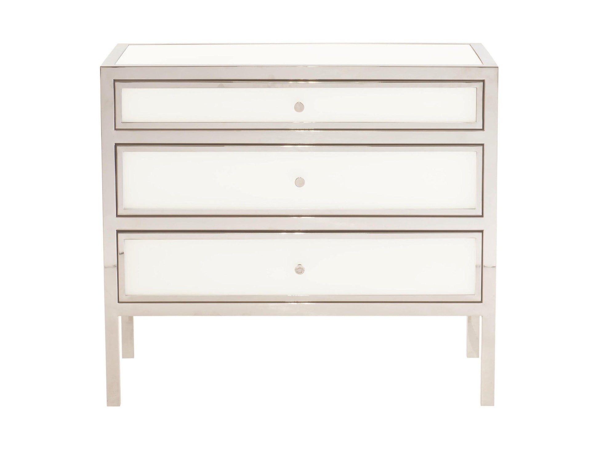 Blanca White/Polished Stainless Nightstand - Ornate Home