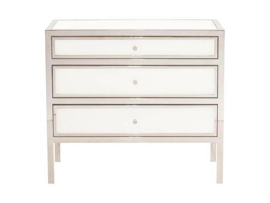 Blanca White/Polished Stainless Nightstand - Ornate Home