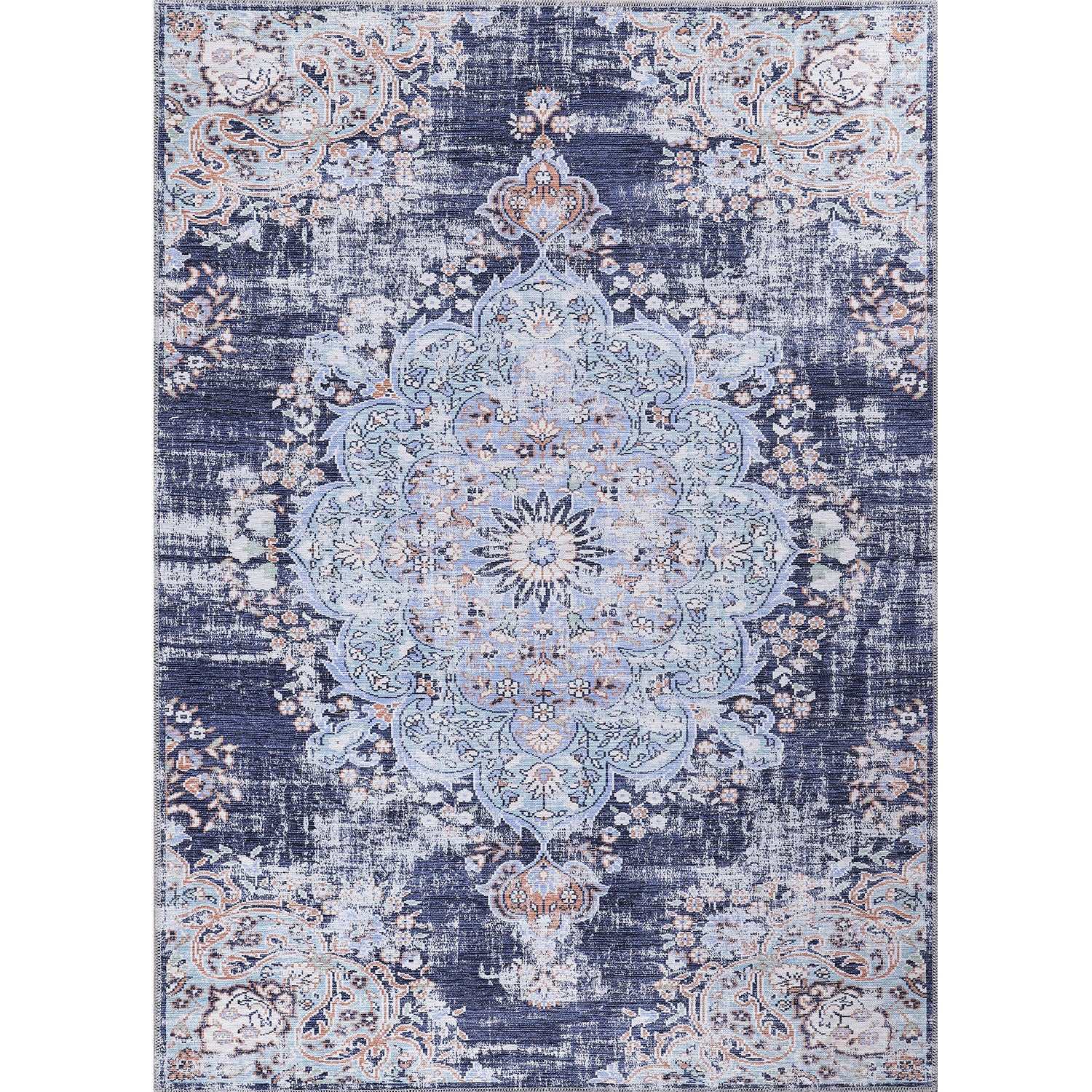 Rain Blue Modern Bohemian NonSlip Indoor Area Rugs - Ornate Home