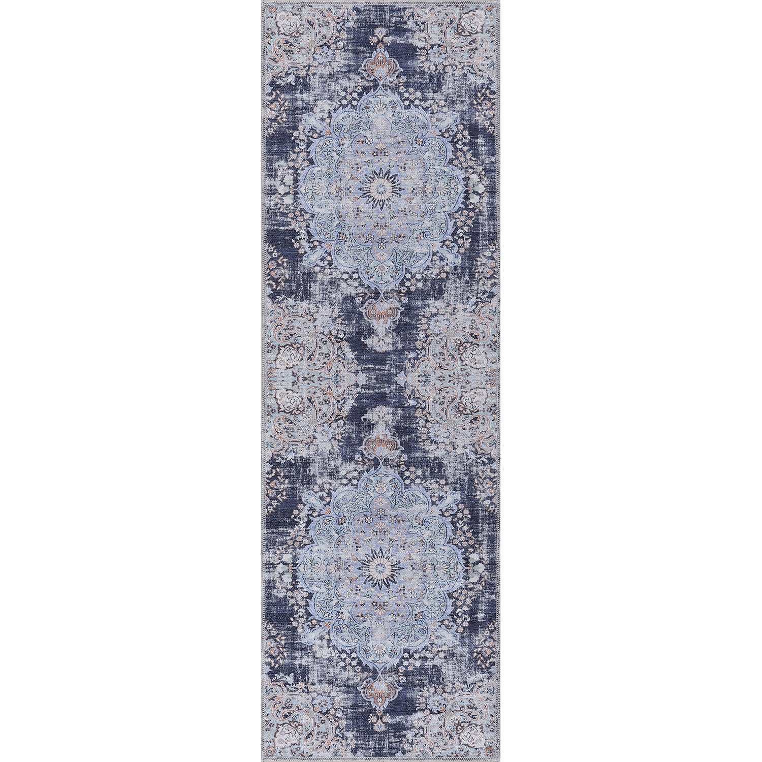 Rain Blue Modern Bohemian NonSlip Indoor Area Rugs - Ornate Home