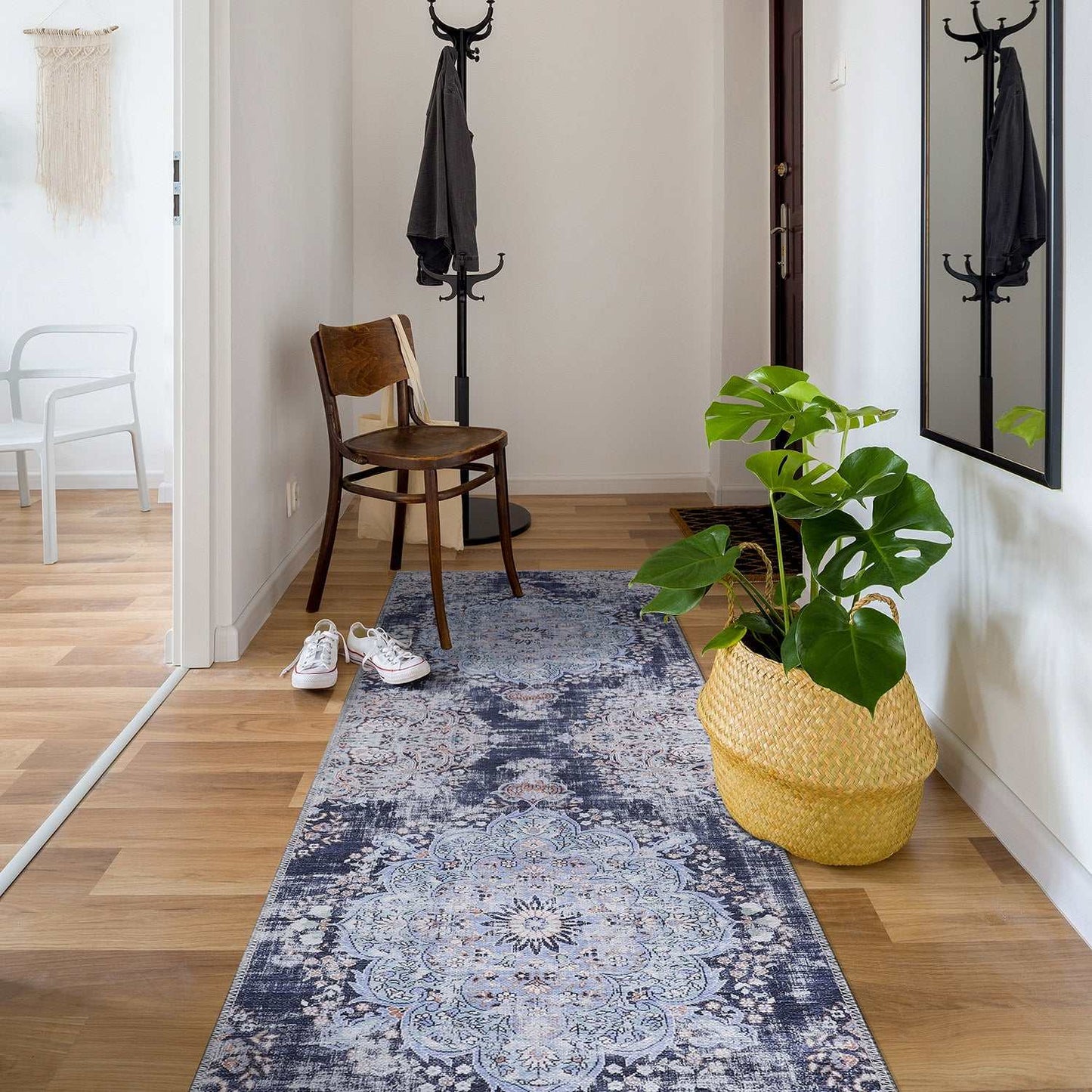 Rain Blue Modern Bohemian NonSlip Indoor Area Rugs - Ornate Home