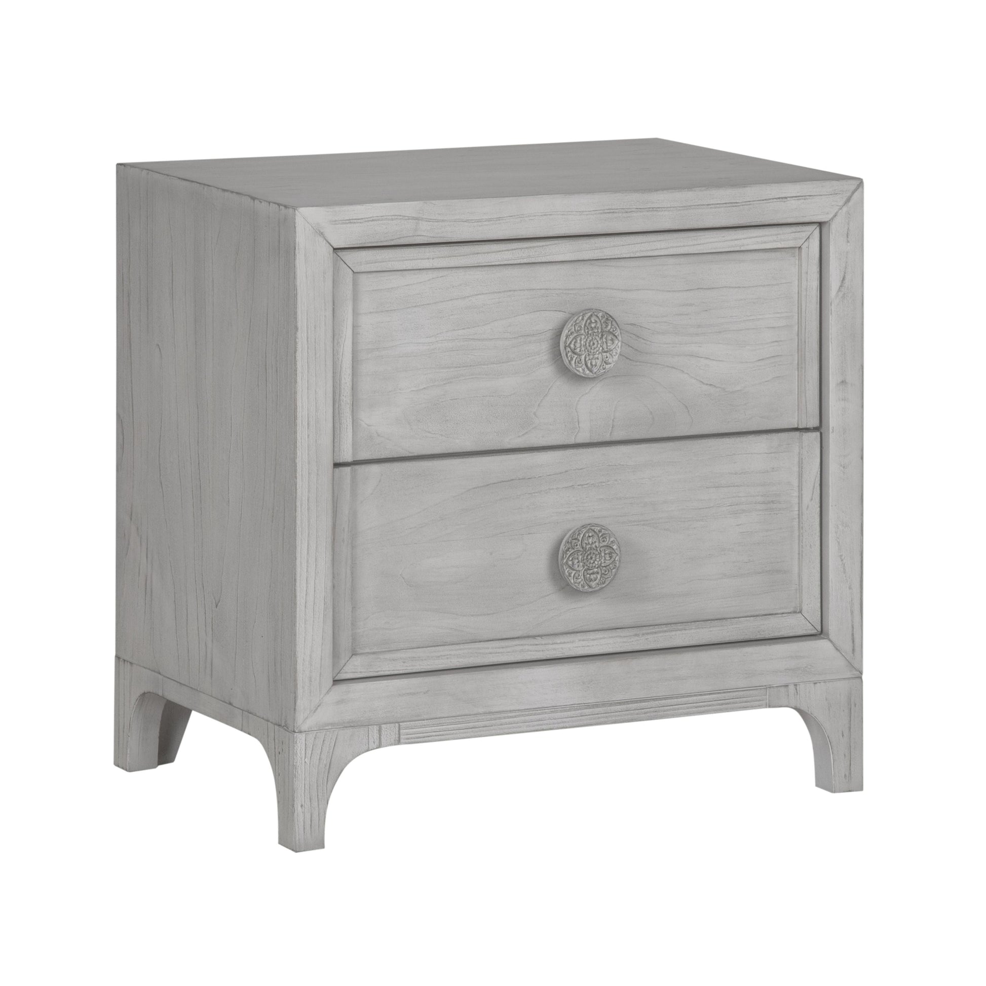 Boho Chic Nighstand in Washed White - Ornate Home