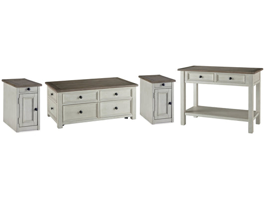 Bolanburg Two-tone Coffee Table and 2 Chairside End Tables with Console- Viva Furn