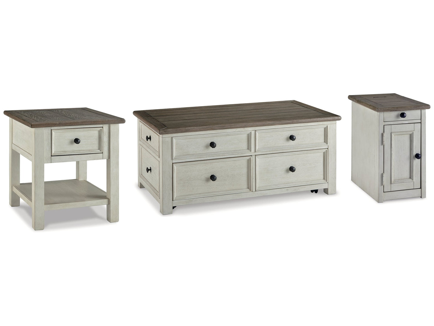 Bolanburg Two-tone Coffee Table w/End Table & Chairside End Table- Viva Furn