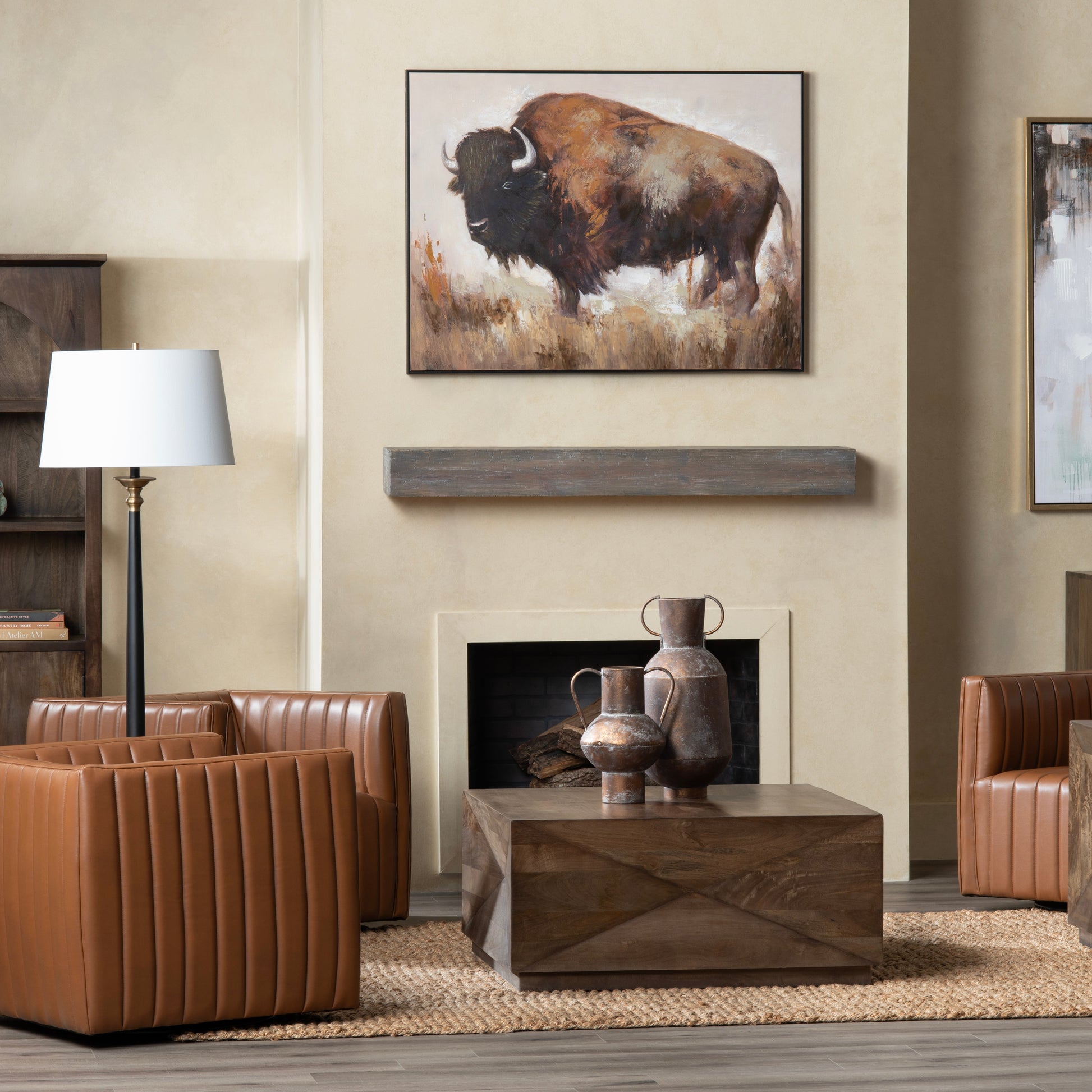 Bolting Bison Brown/Tan Canvas - Ornate Home