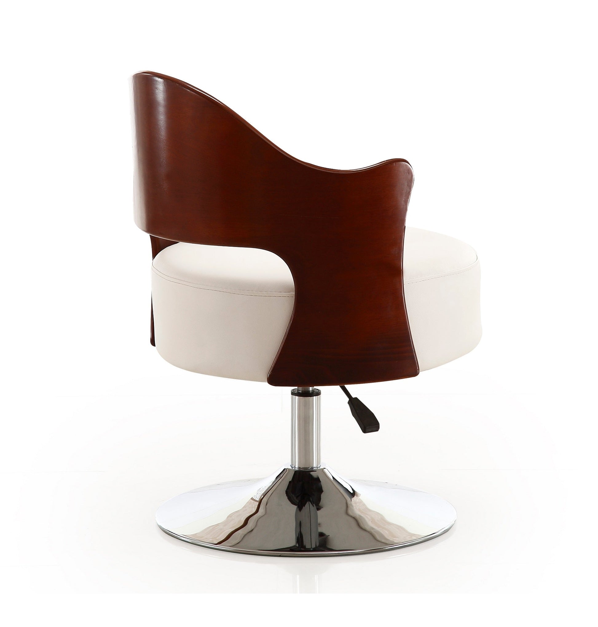 Bopper Adjustable Height Swivel Accent Chair in White and Polished Chrome - Ornate Home