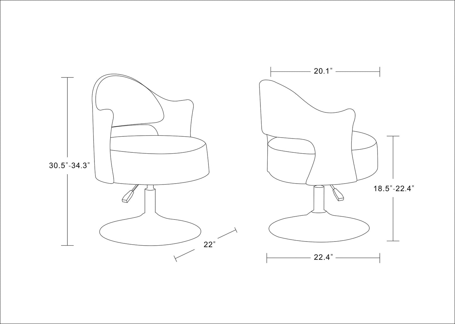 Bopper Adjustable Height Swivel Accent Chair in White and Polished Chrome (set of 2) - Ornate Home