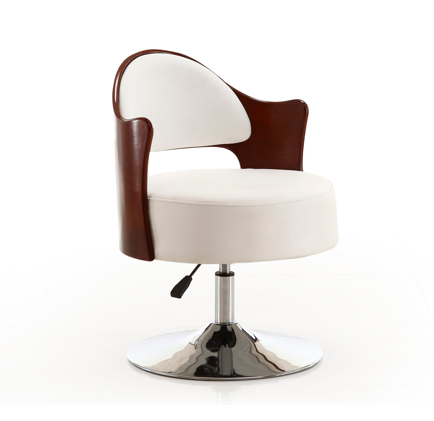 Bopper Adjustable Height Swivel Accent Chair in White and Polished Chrome (set of 2) - Ornate Home