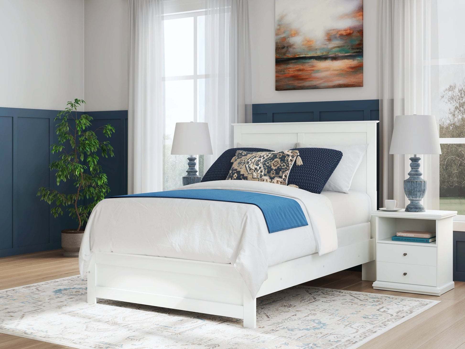 Bostwick Shoals White Full Panel Youth Bed- Viva Furn
