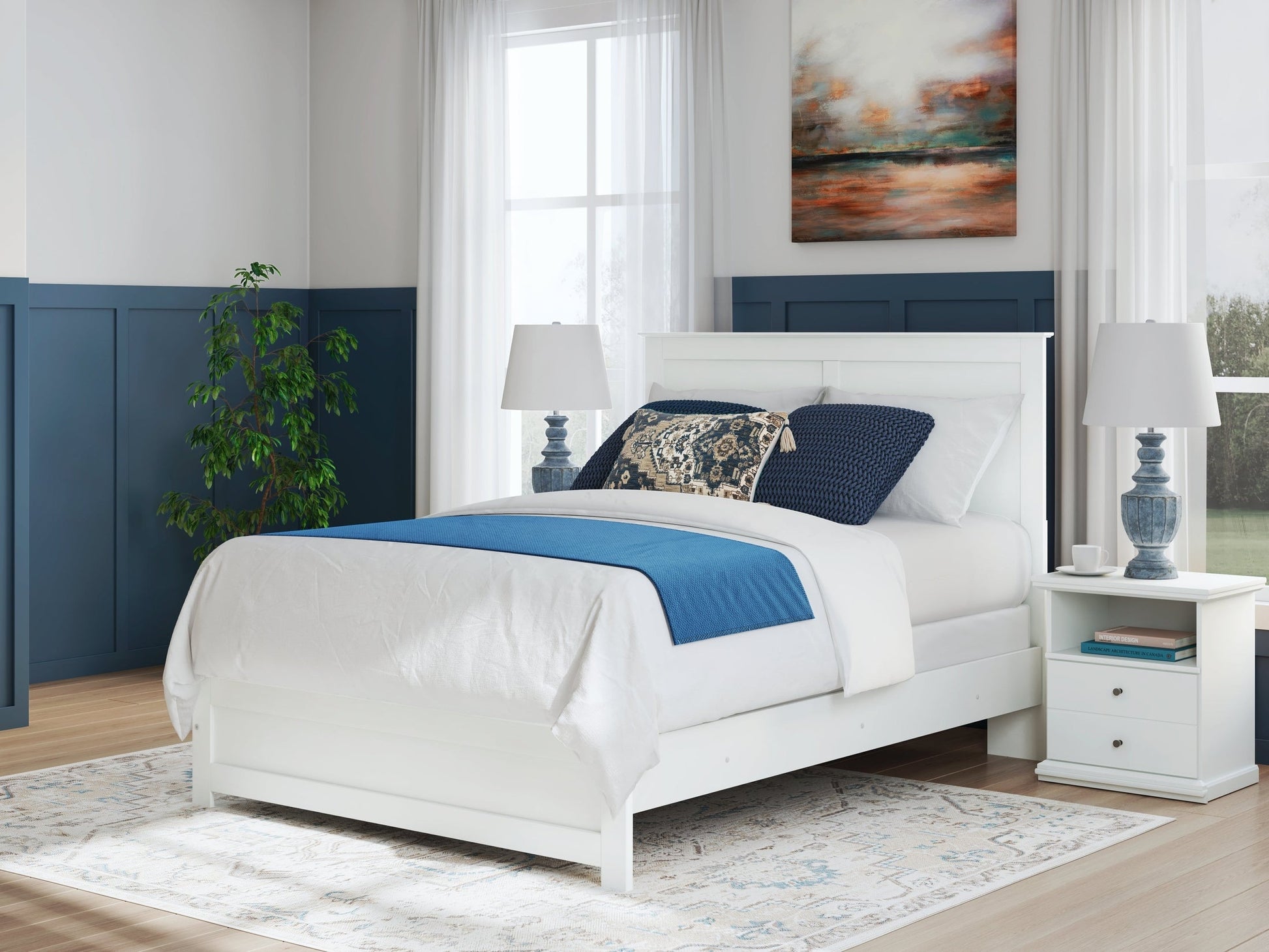 Bostwick Shoals White Queen Panel Bed- Viva Furn