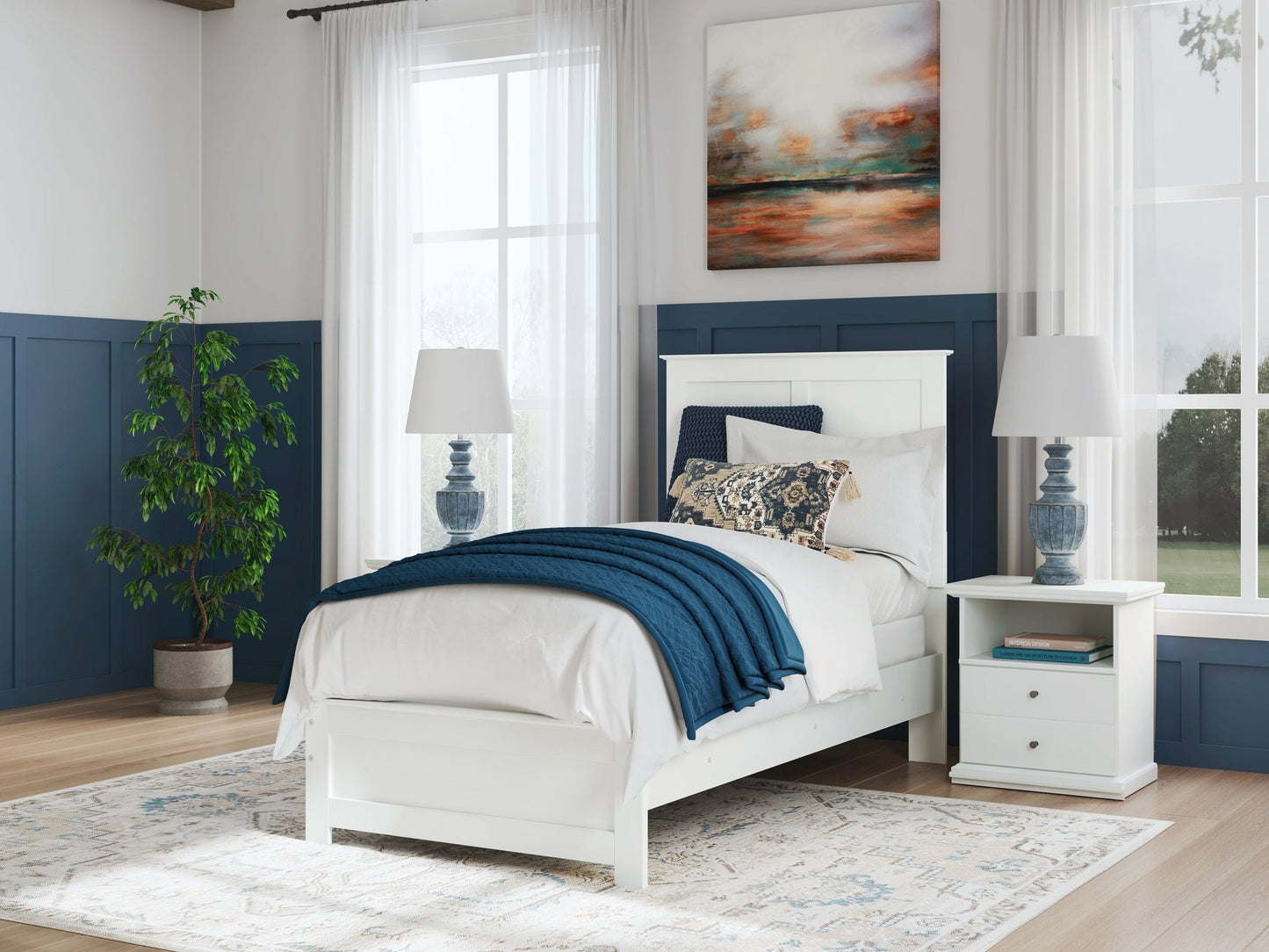 Bostwick Shoals White Twin Panel Youth Bed- Viva Furn