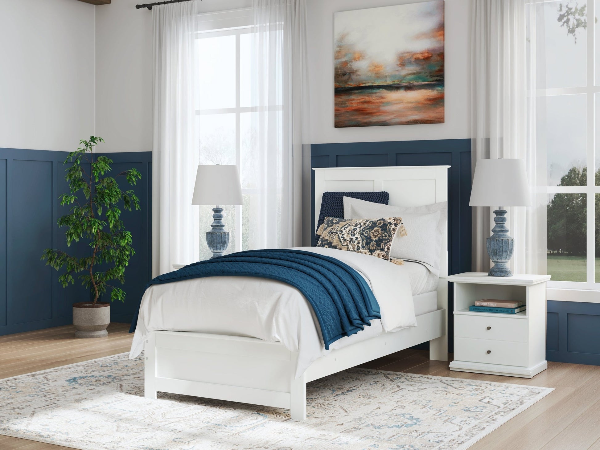 Bostwick Shoals White Twin Panel Youth Bed- Viva Furn