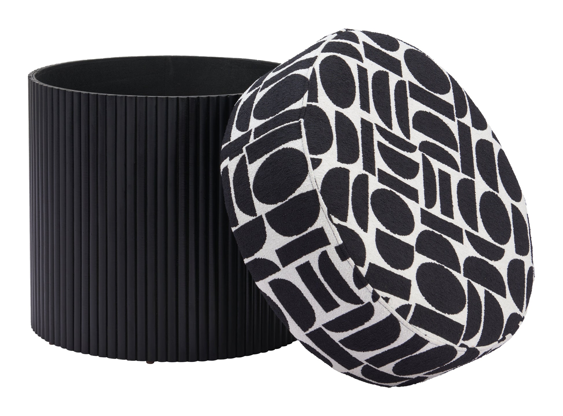 Boto Black & White Storage Ottoman - Ornate Home