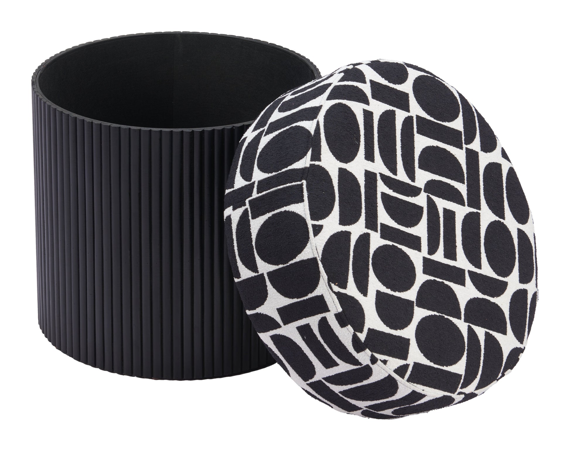 Boto Black & White Storage Ottoman - Ornate Home