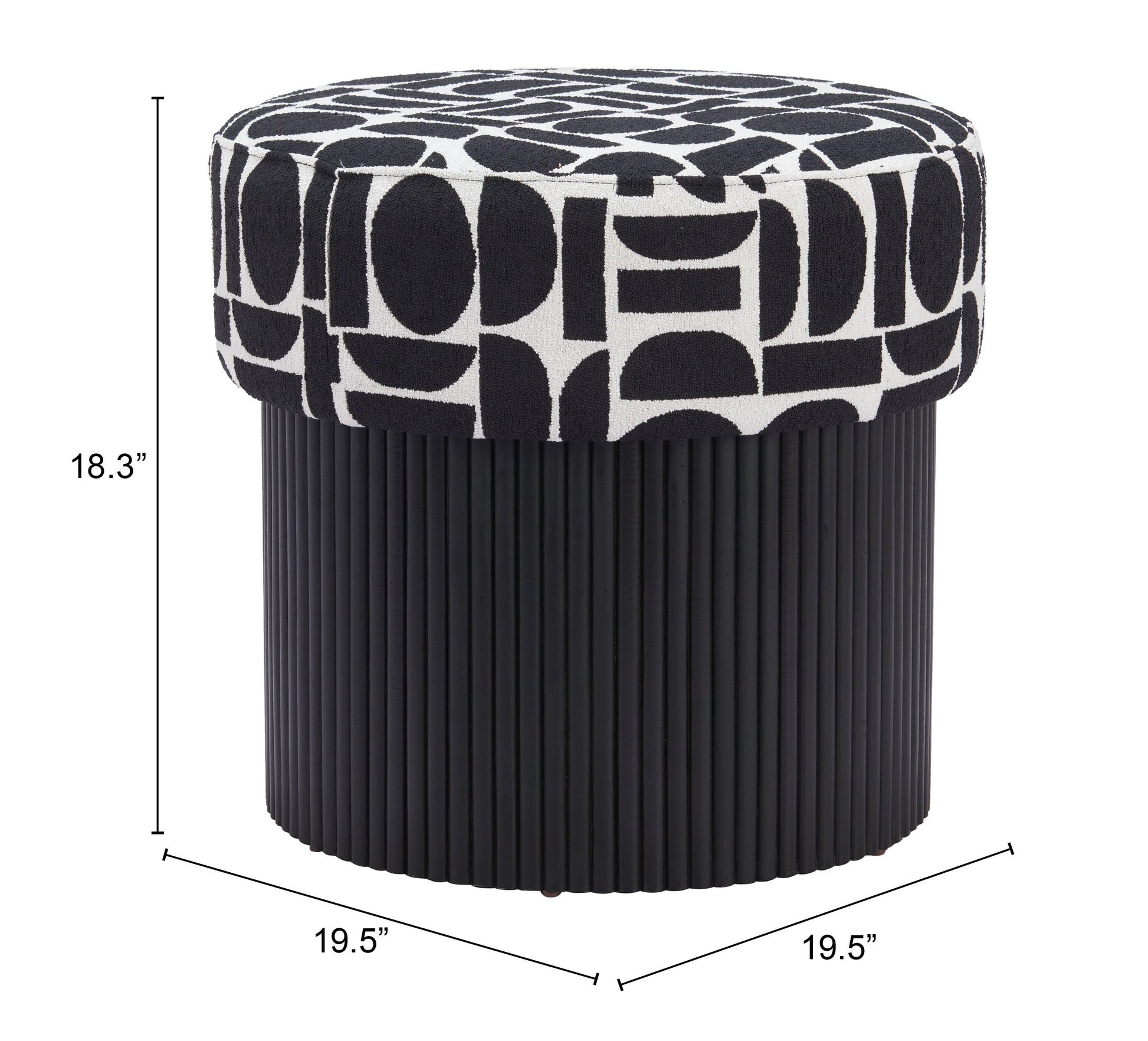 Boto Black & White Storage Ottoman - Ornate Home