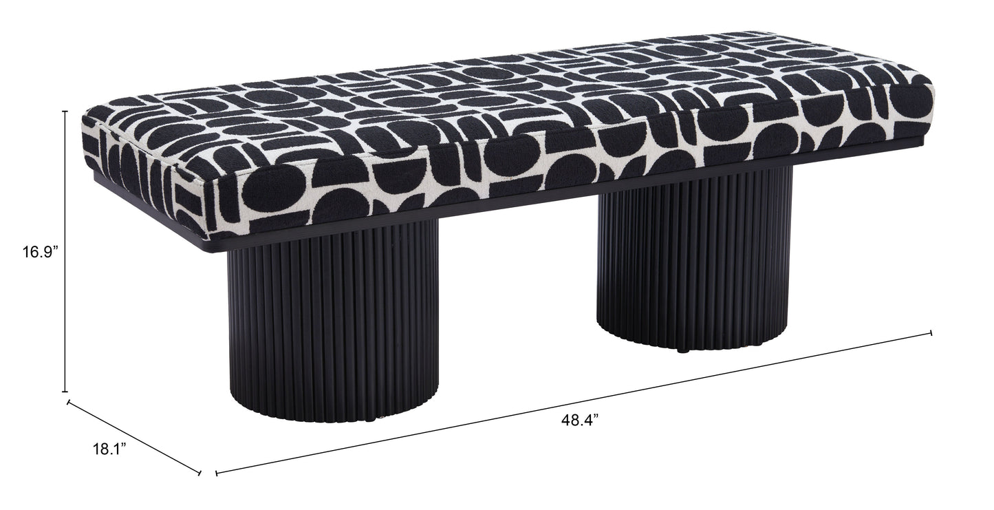 Botoia Black & White Bench - Ornate Home