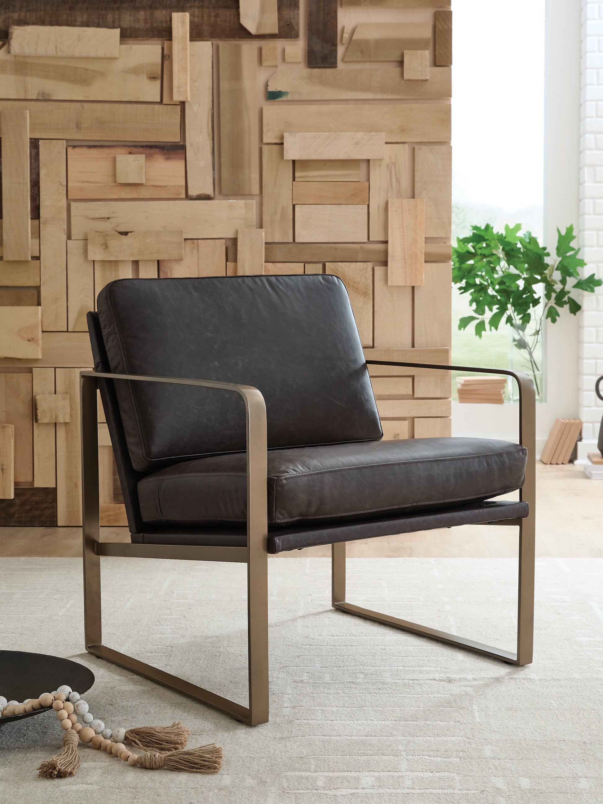 Bradett Dark Brown/Gold Accent Chair- Viva Furn