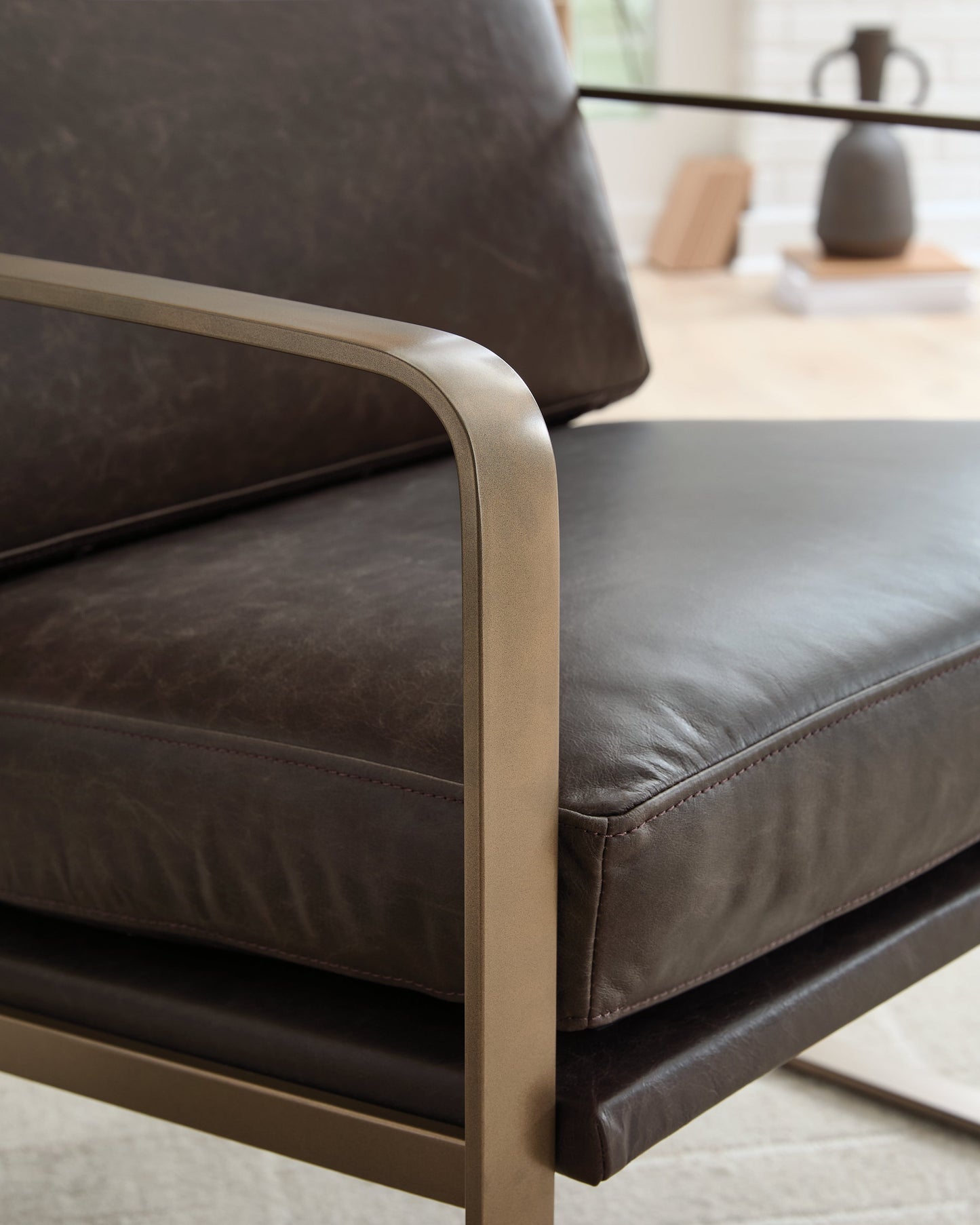 Bradett Dark Brown/Gold Accent Chair- Viva Furn