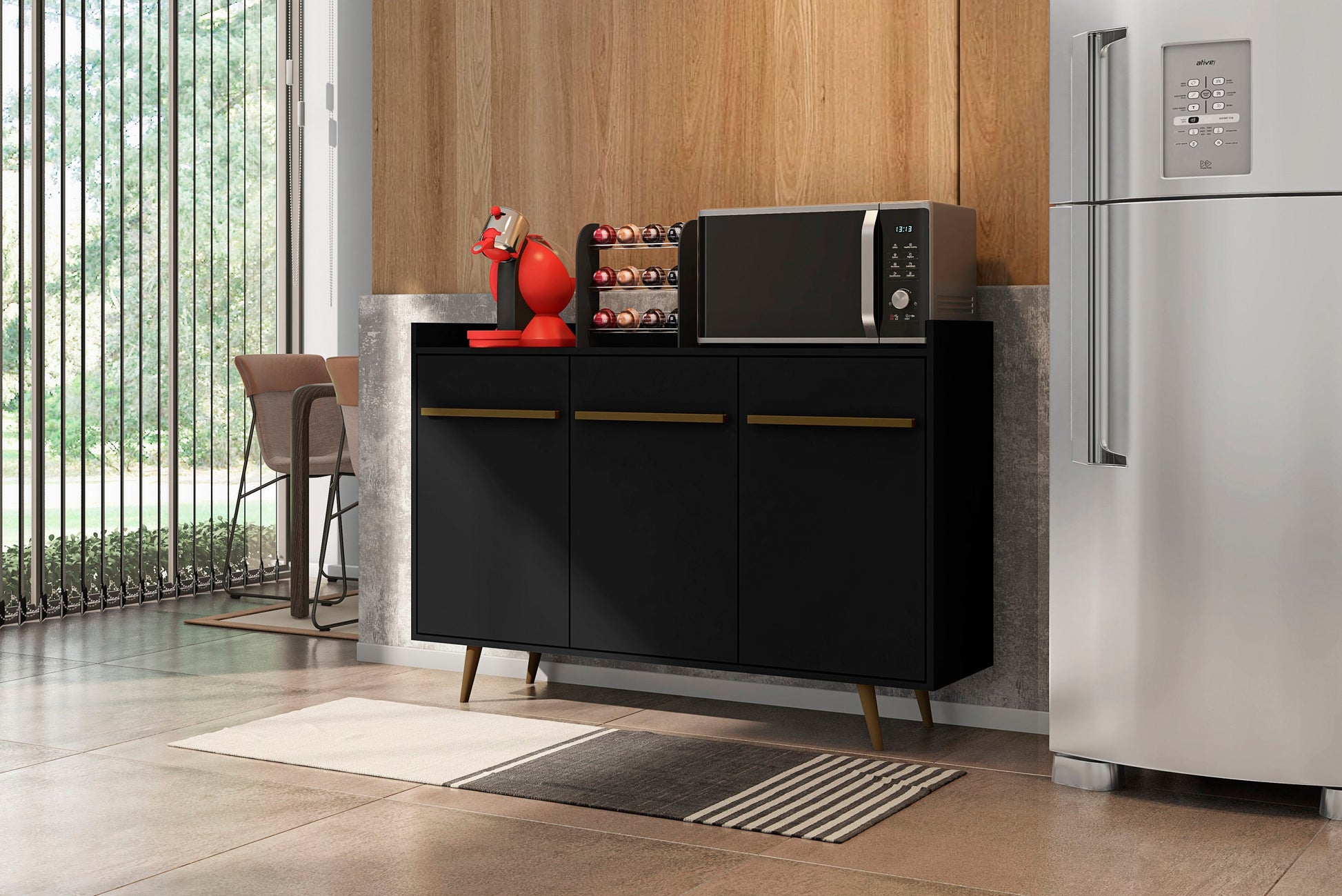 Bradley 53.54 Buffet Stand in Black - Ornate Home
