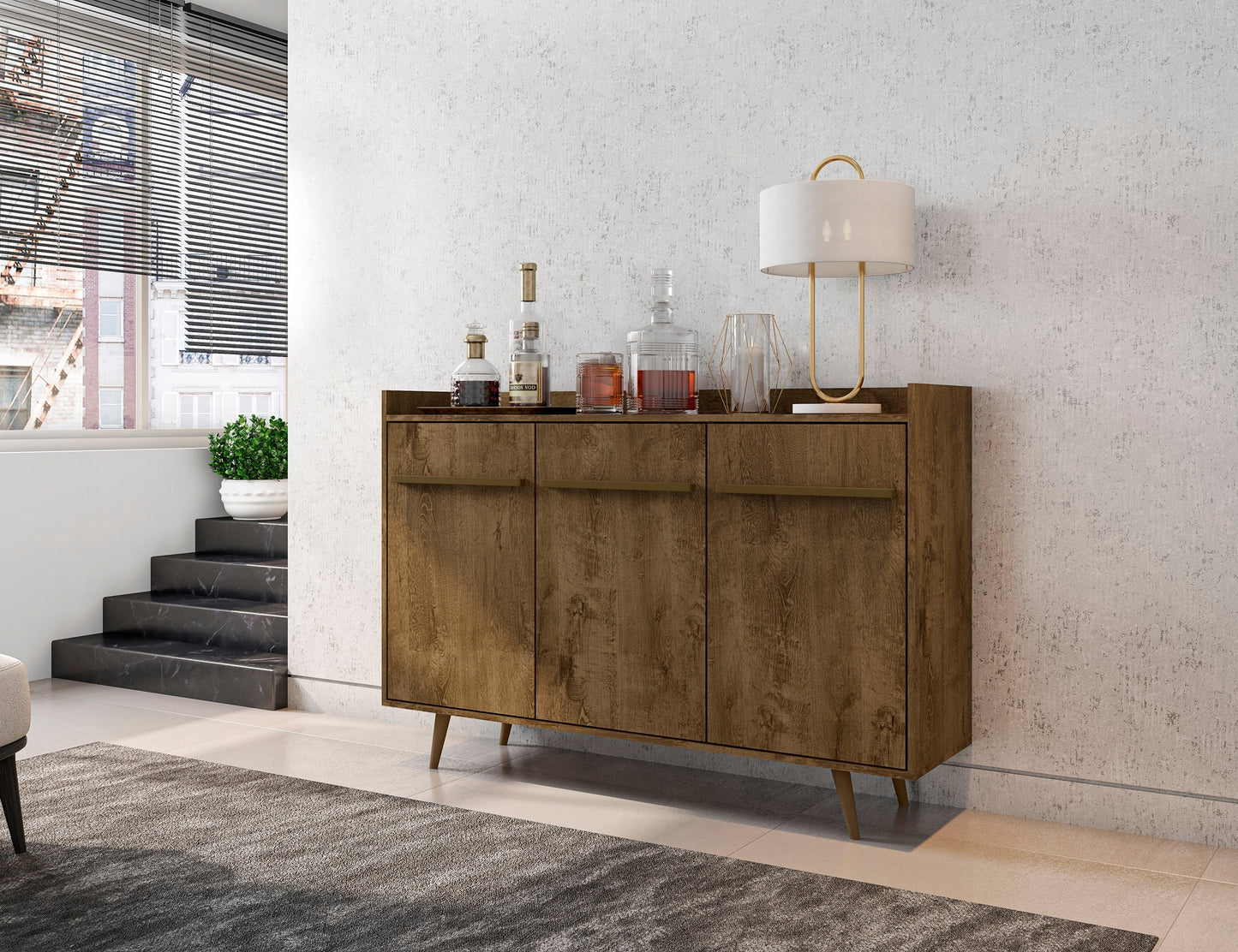 Bradley 53.54 Stand Buffet in Rustic Brown - Ornate Home