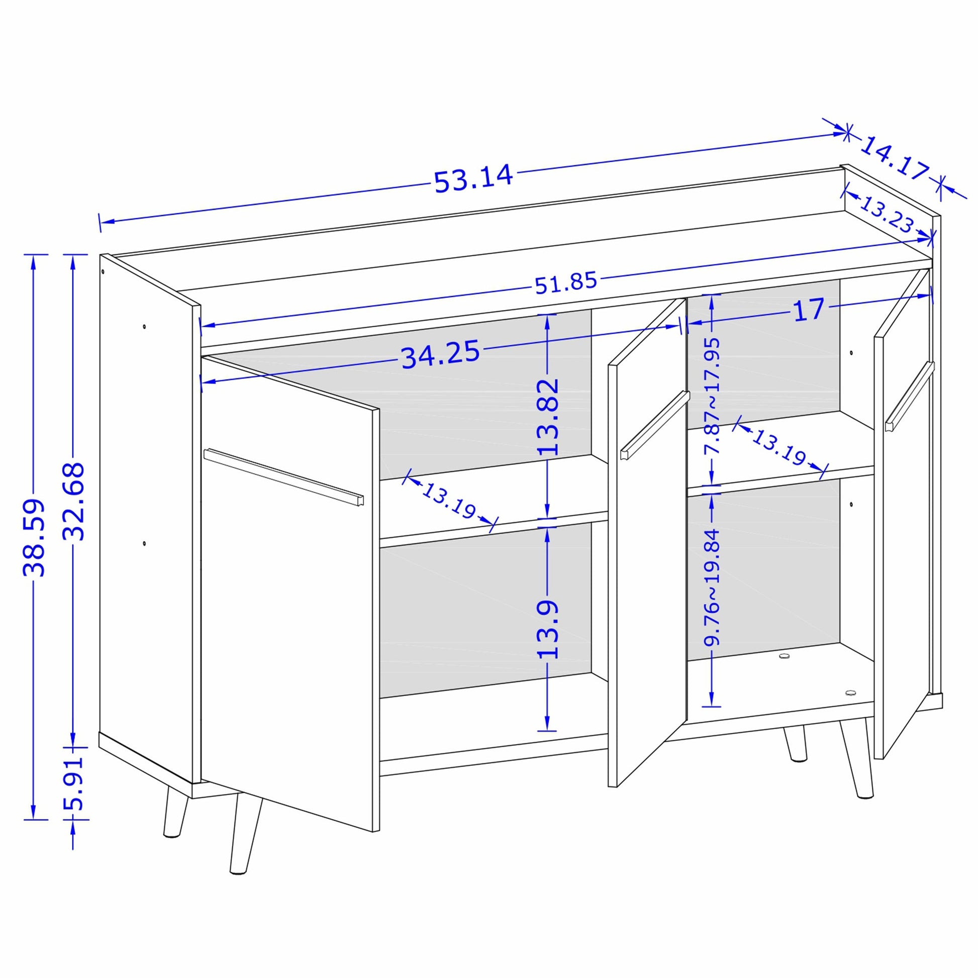 Bradley 53.54 Stand Buffet in Rustic Brown - Ornate Home