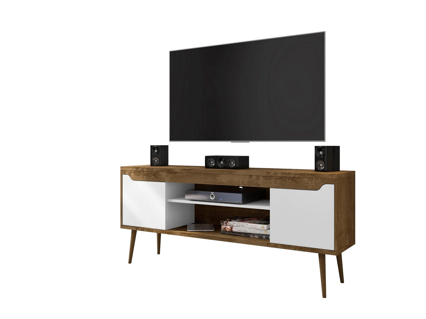 Bradley 62.99 TV Stand in Rustic Brown and White - Ornate Home