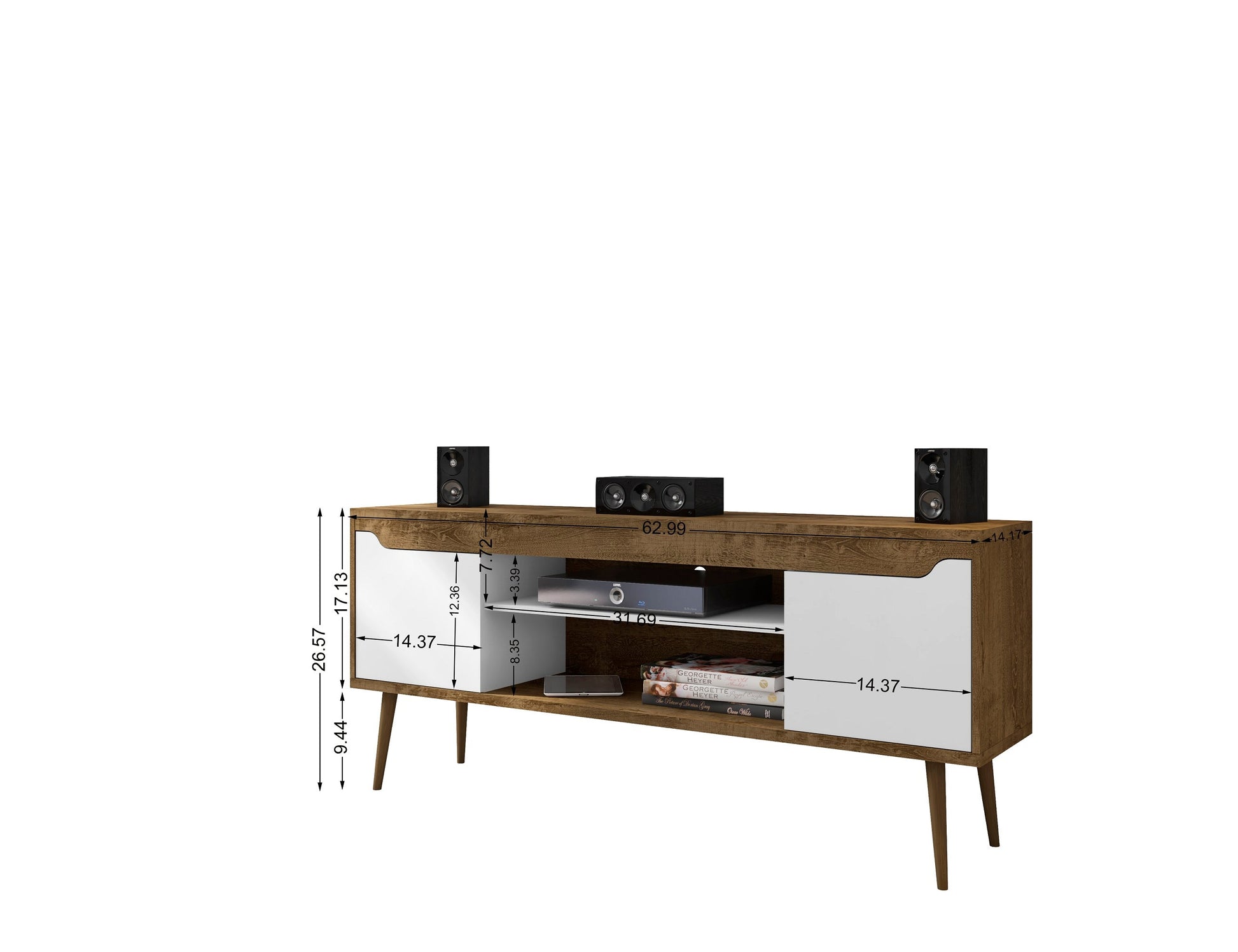 Bradley 62.99 TV Stand in Rustic Brown and White - Ornate Home