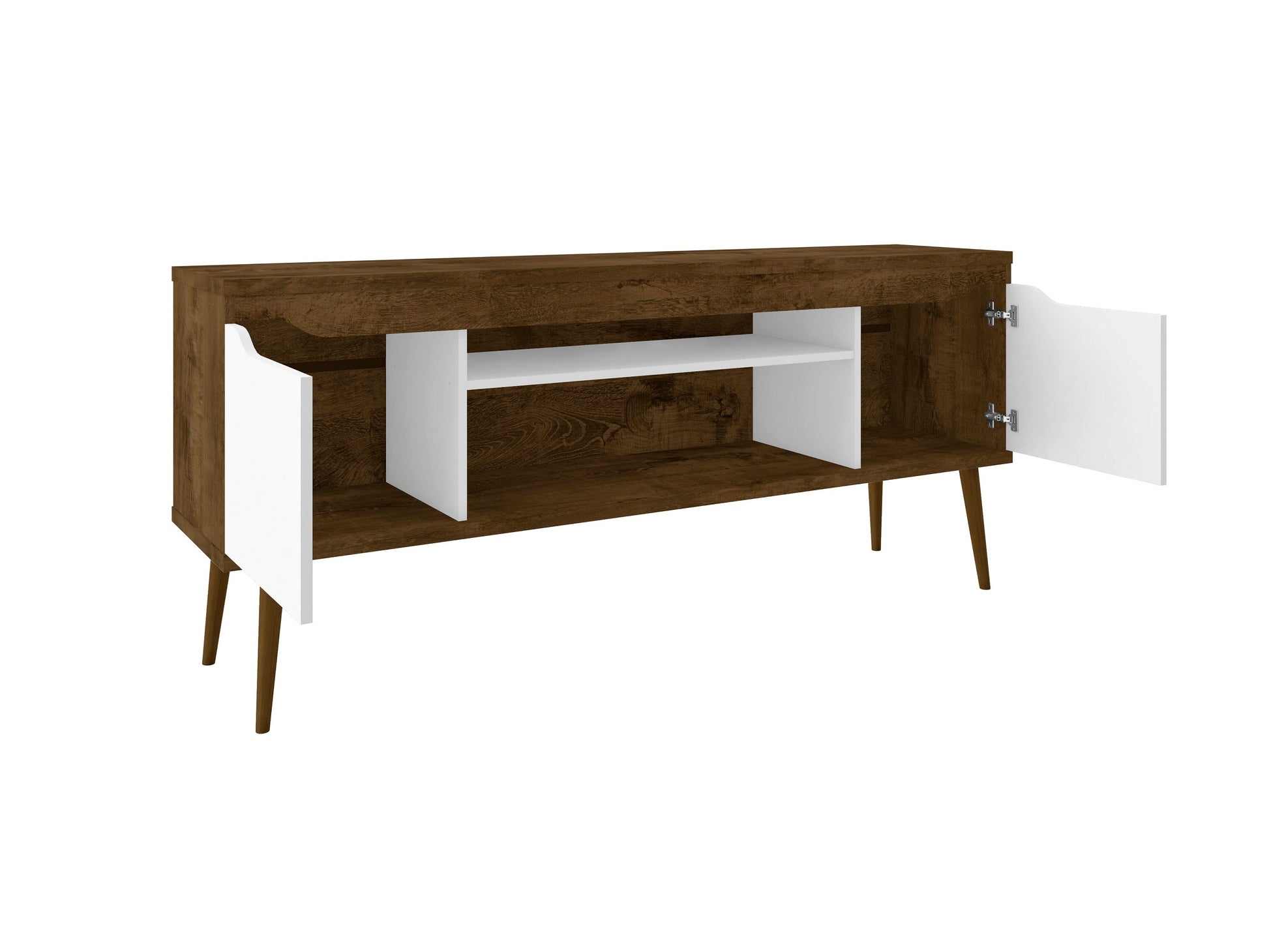 Bradley 62.99 TV Stand in Rustic Brown and White - Ornate Home