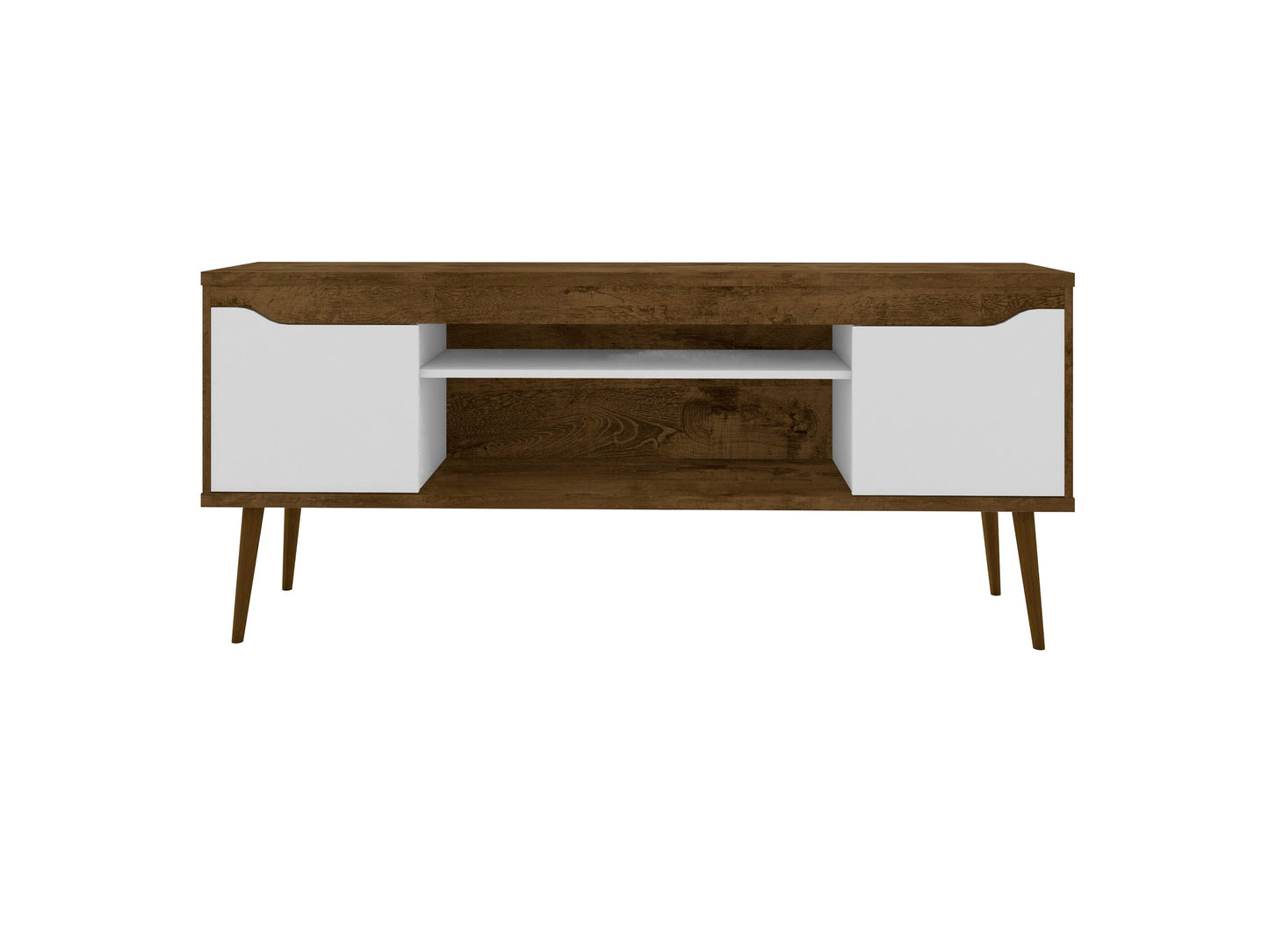 Bradley 62.99 TV Stand in Rustic Brown and White - Ornate Home