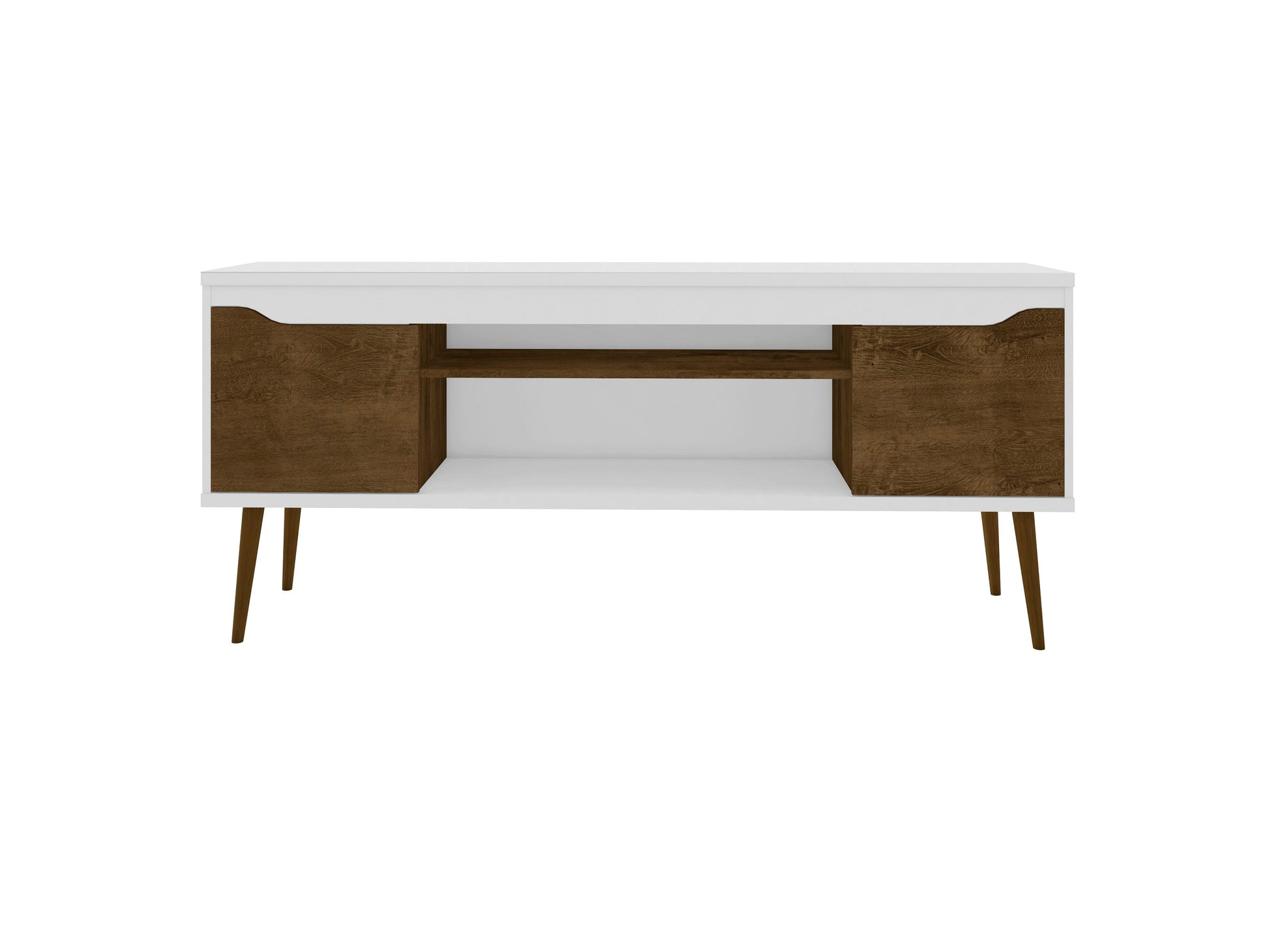 Bradley 62.99 TV Stand in White and Rustic Brown - Ornate Home