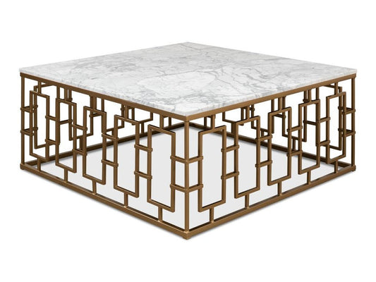 Brass Gate White Cocktail Table - Ornate Home