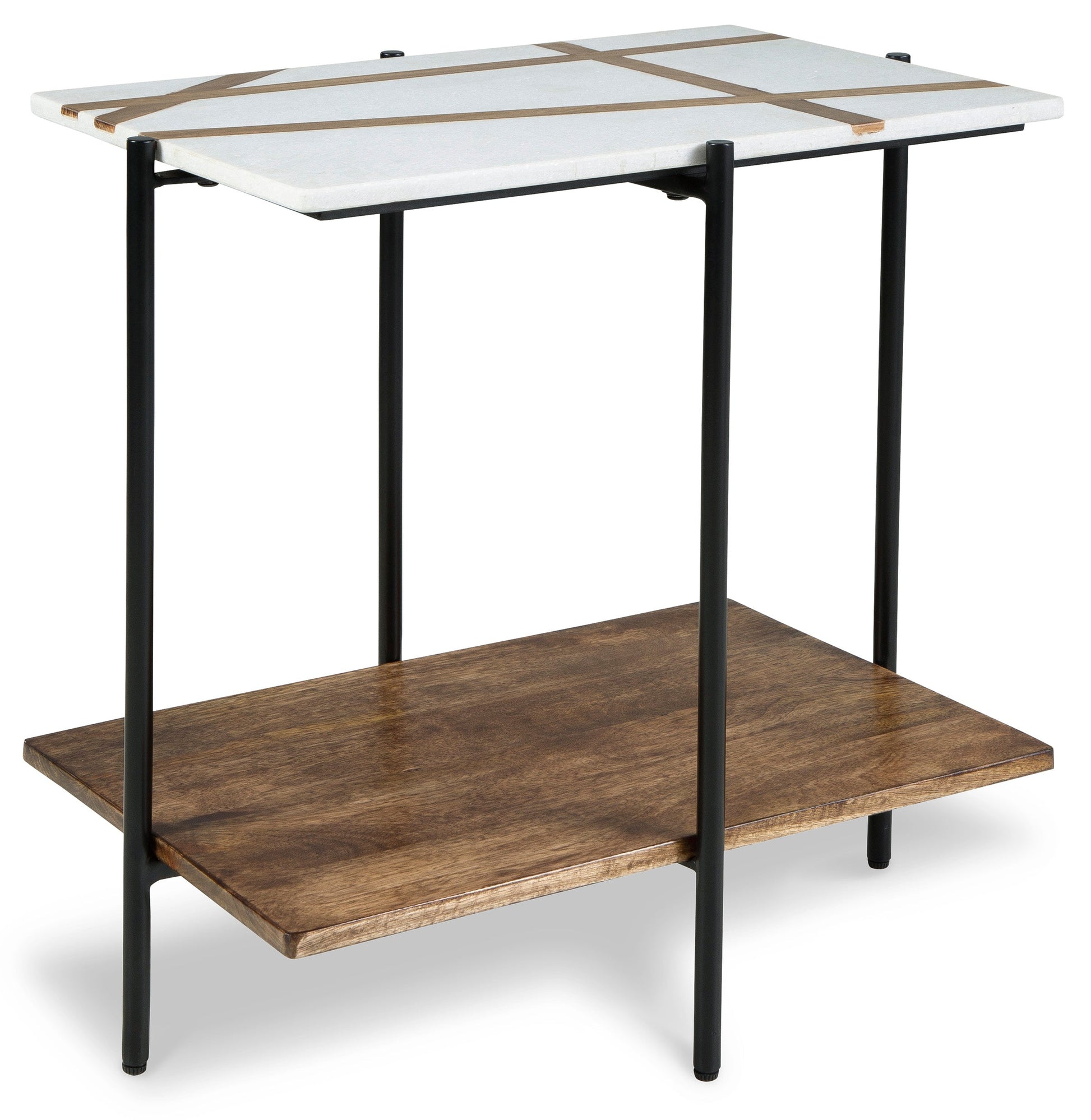 Braxmore White/Light Brown Accent Table- Viva Furn