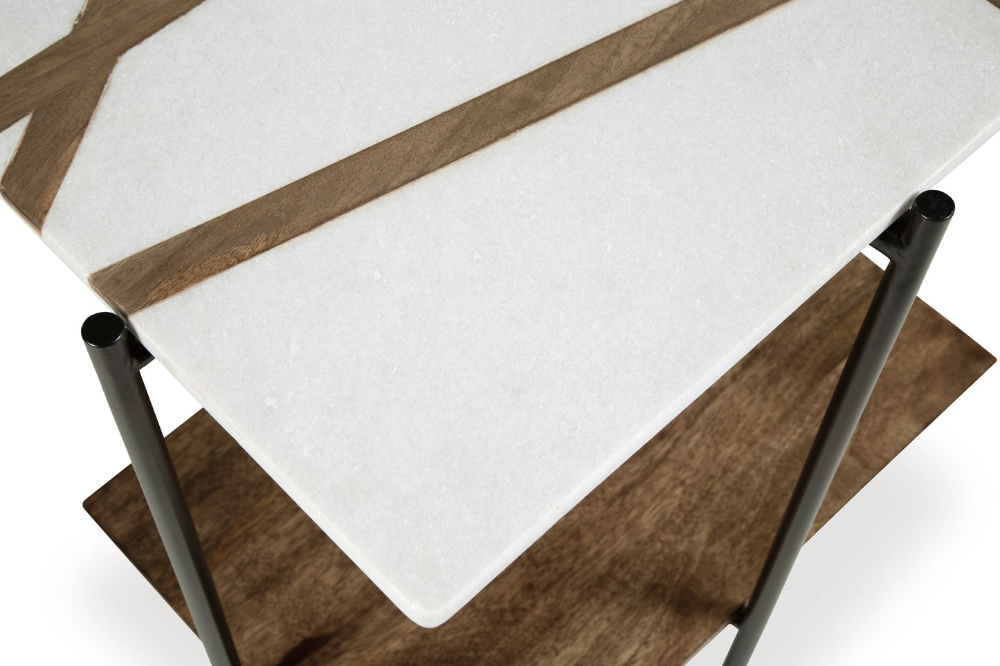 Braxmore White/Light Brown Accent Table- Viva Furn