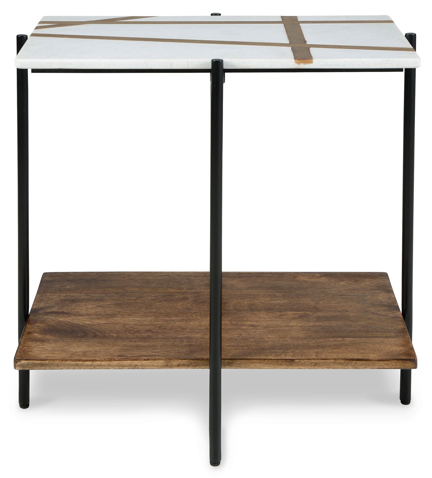 Braxmore White/Light Brown Accent Table- Viva Furn