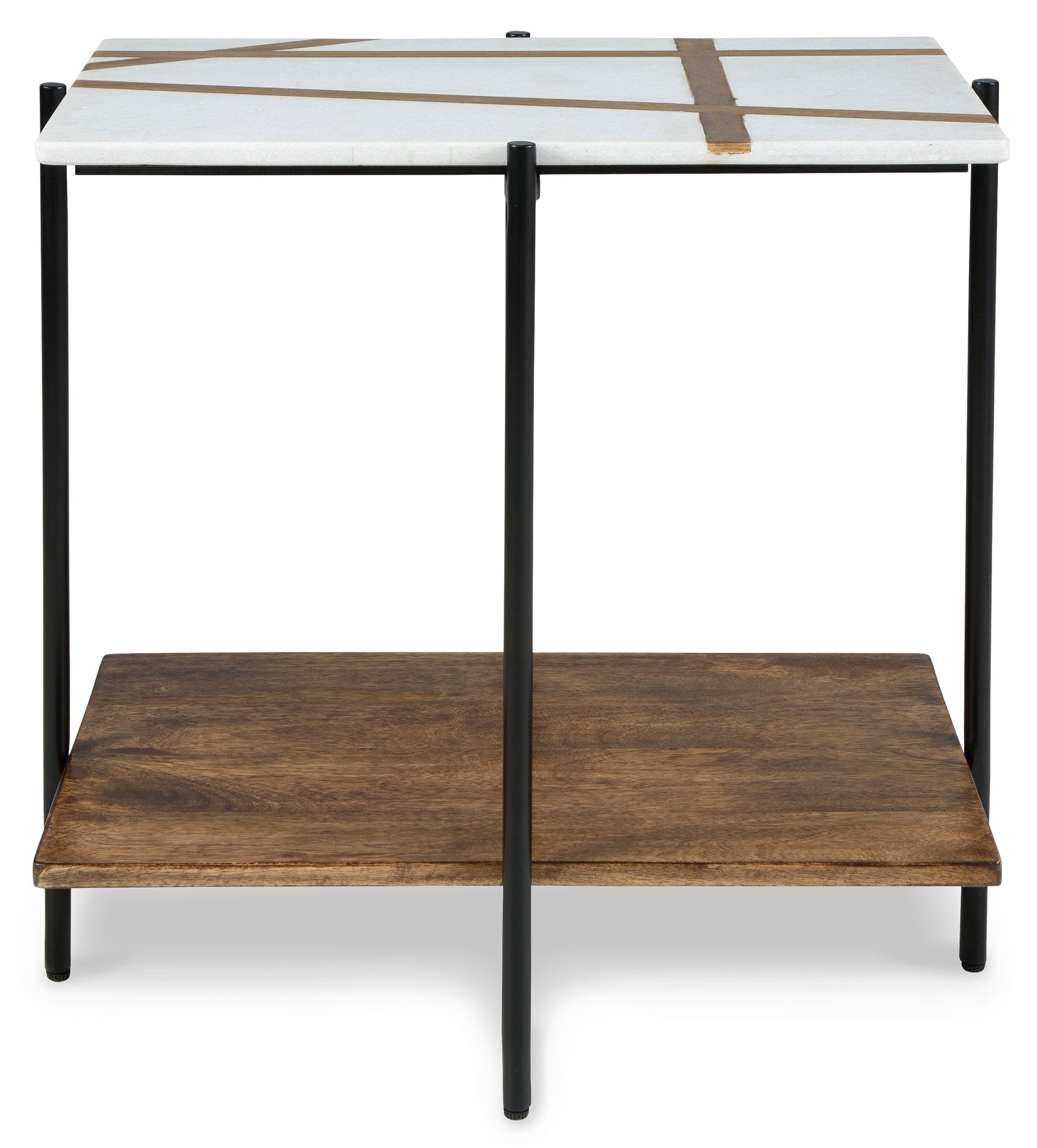 Braxmore White/Light Brown Accent Table- Viva Furn
