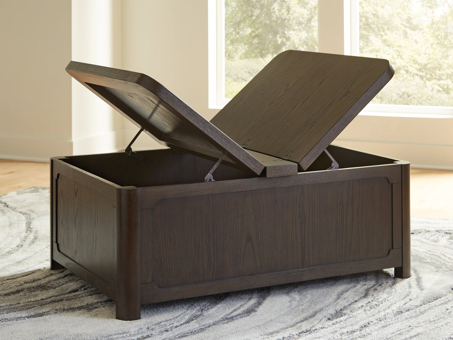 Breckington Dark Brown Cocktail Table with Storage- Viva Furn