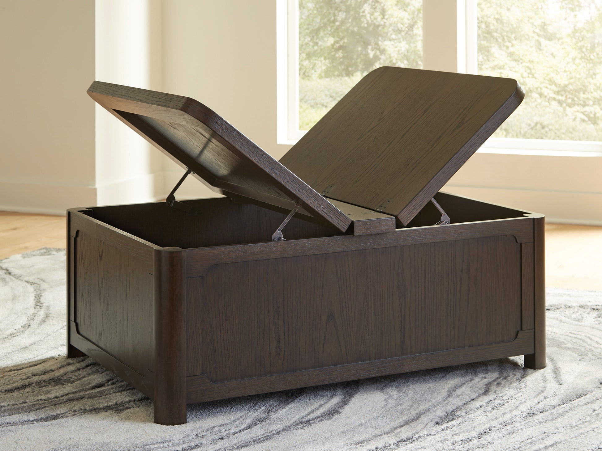 Breckington Dark Brown Cocktail Table with Storage- Viva Furn