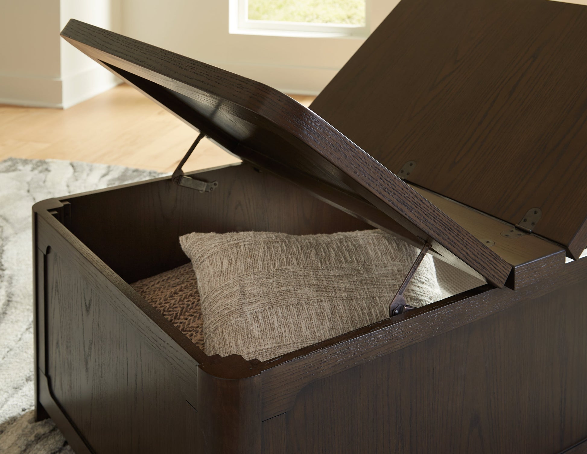 Breckington Dark Brown Cocktail Table with Storage- Viva Furn