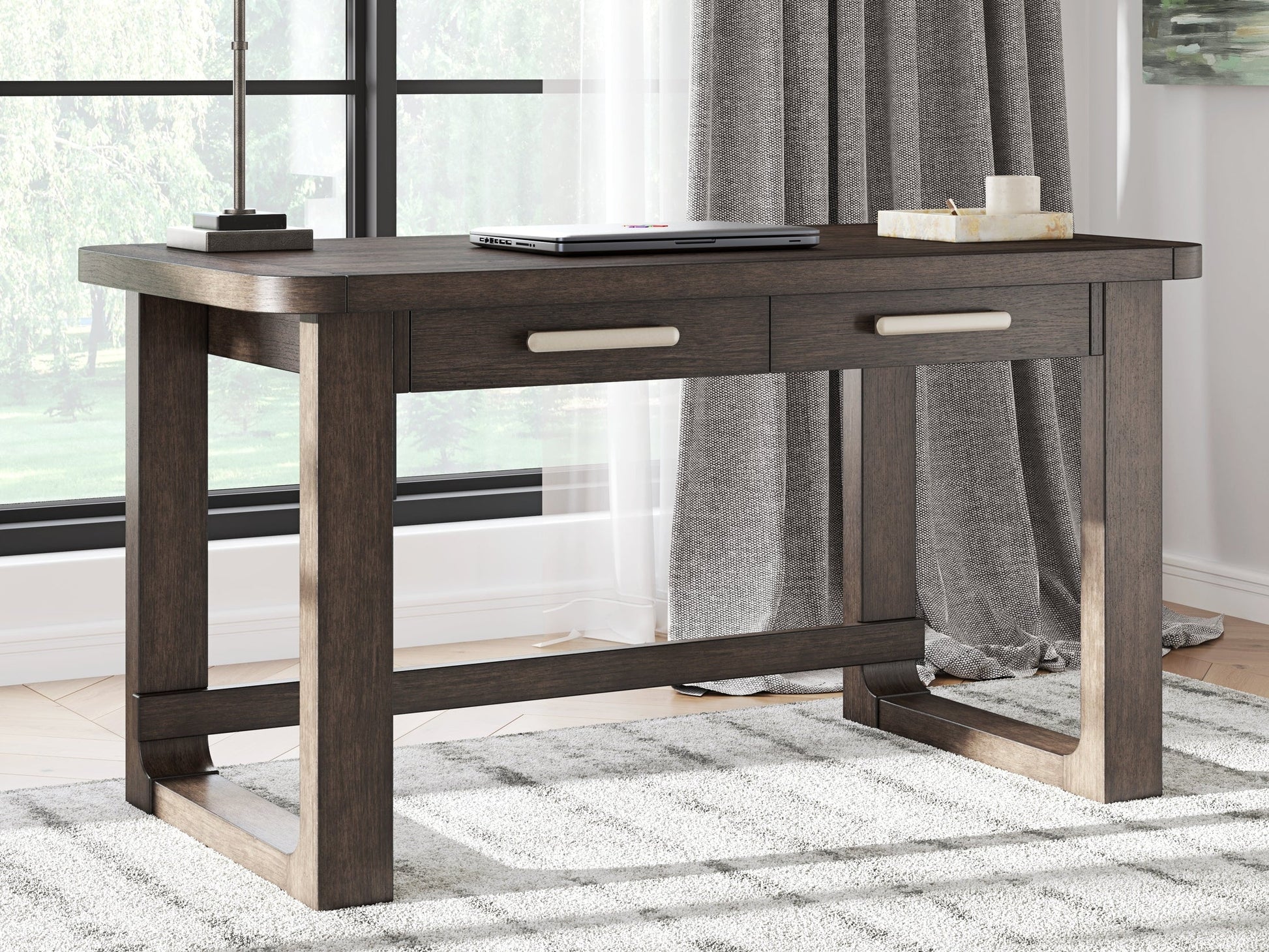 Breckington Dark Brown Home Office Desk- Viva Furn