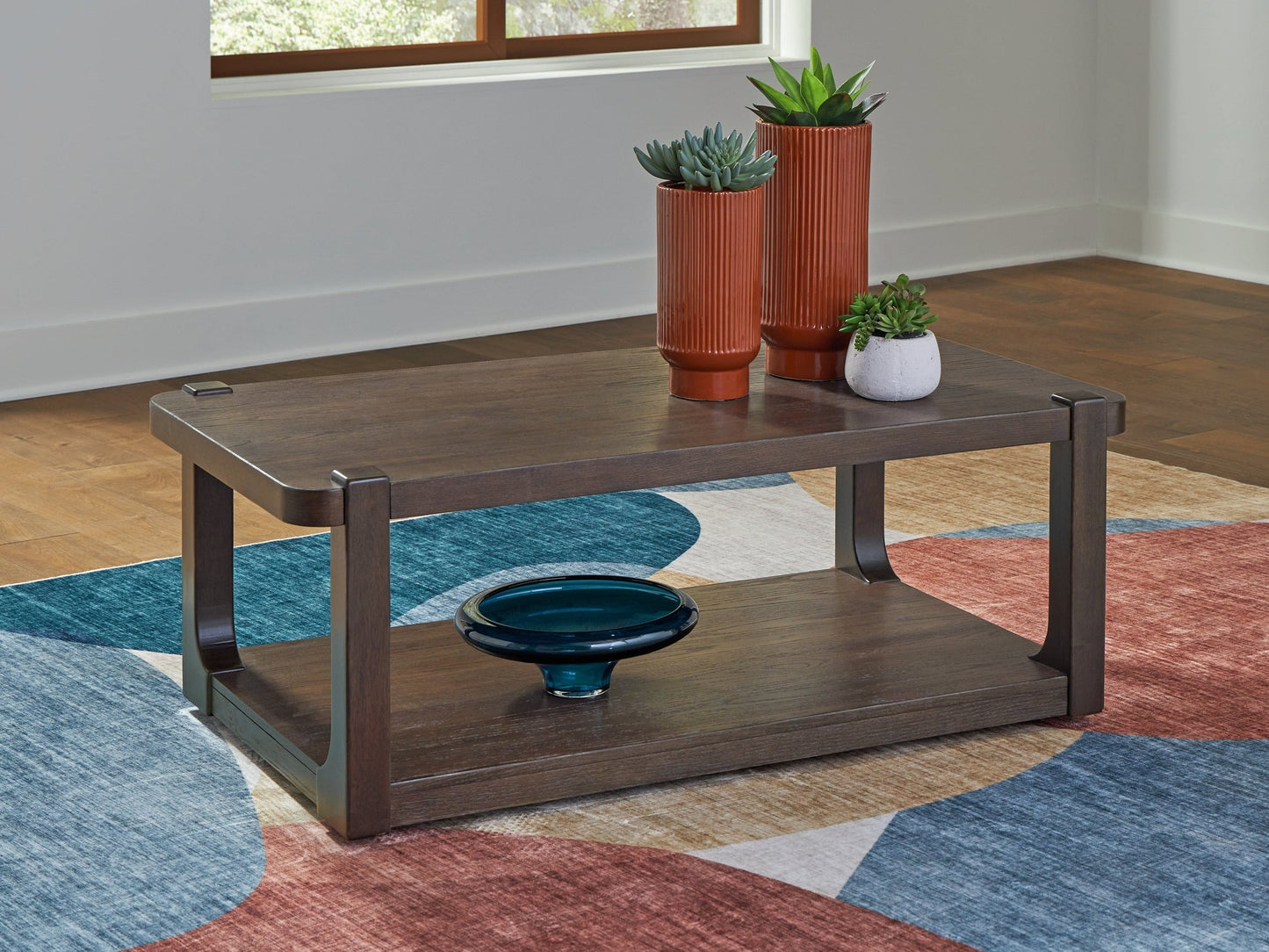 Breckington Dark Brown Rectangular Cocktail Table- Viva Furn