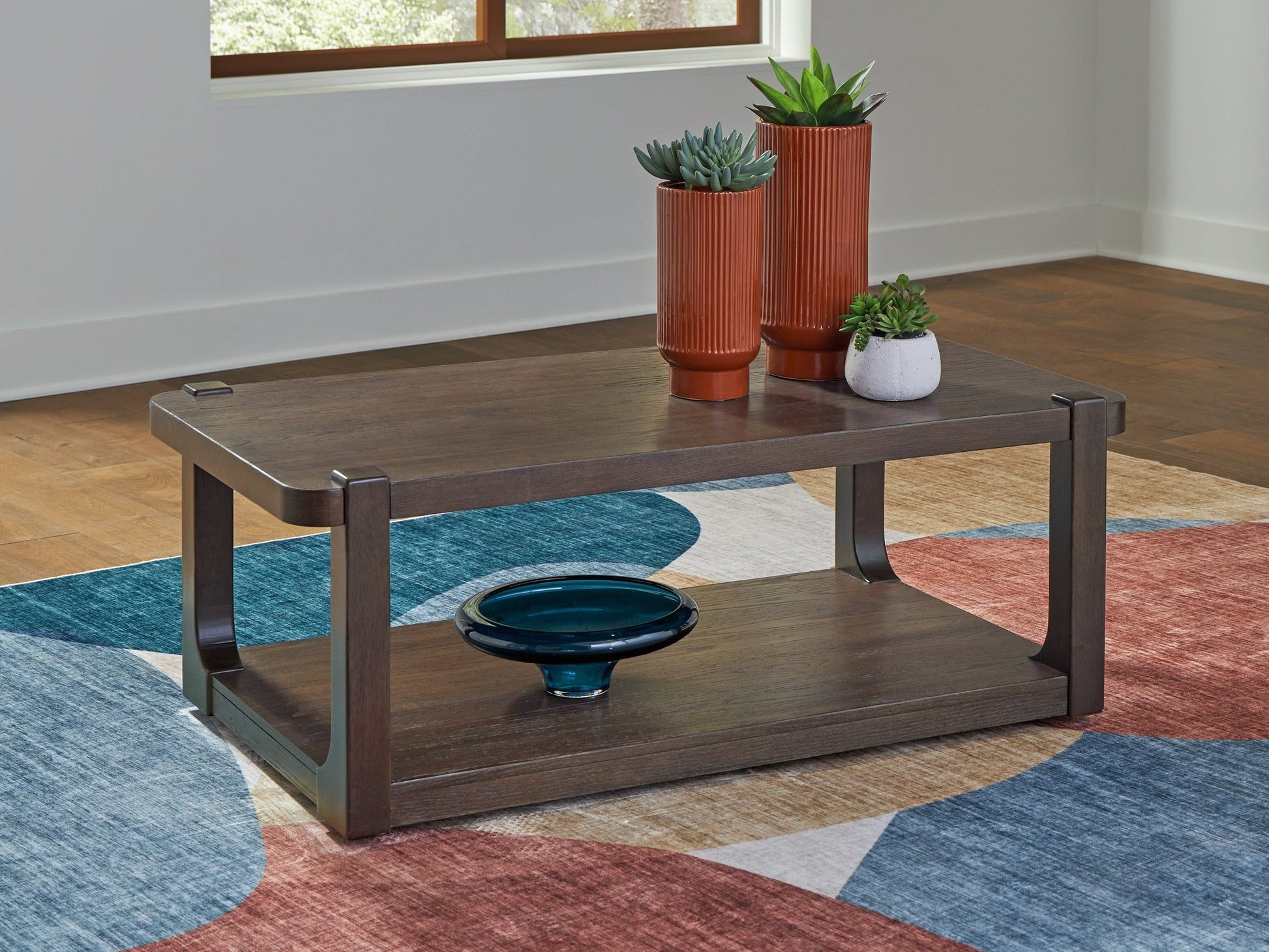 Breckington Dark Brown Rectangular Cocktail Table- Viva Furn