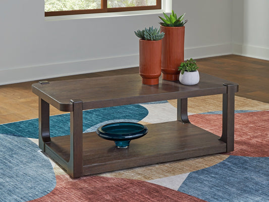 Breckington Dark Brown Rectangular Cocktail Table- Viva Furn