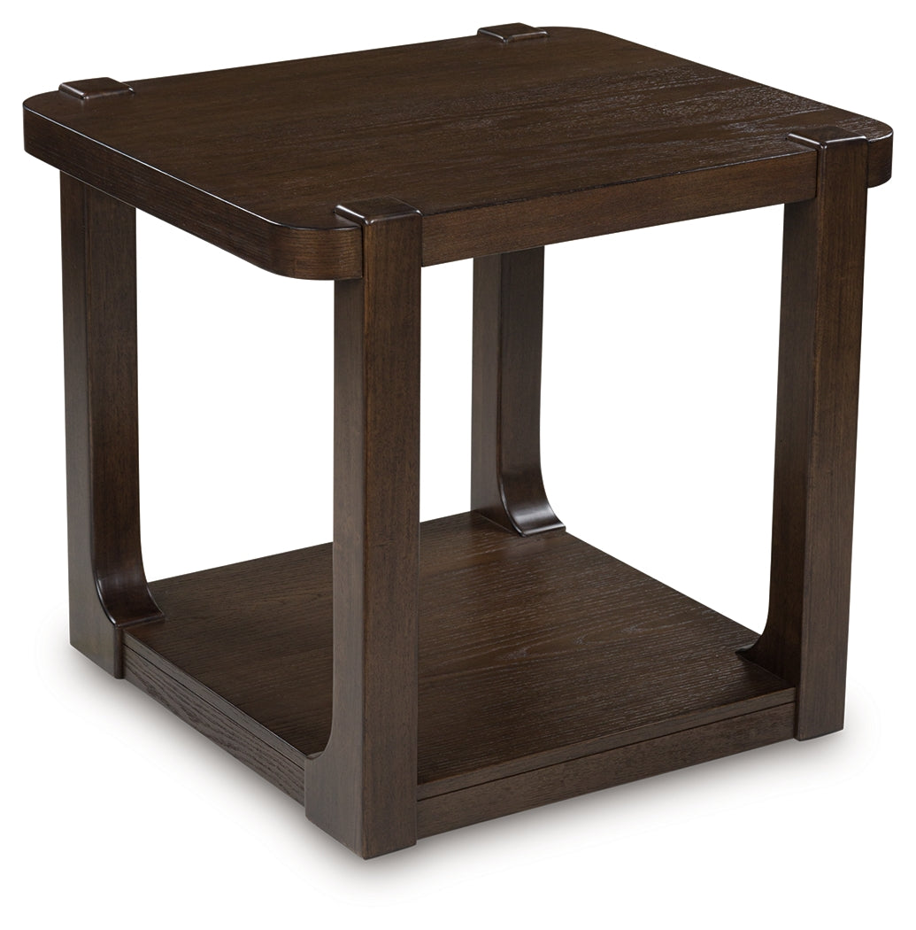 Breckington Dark Brown Rectangular End Table- Viva Furn