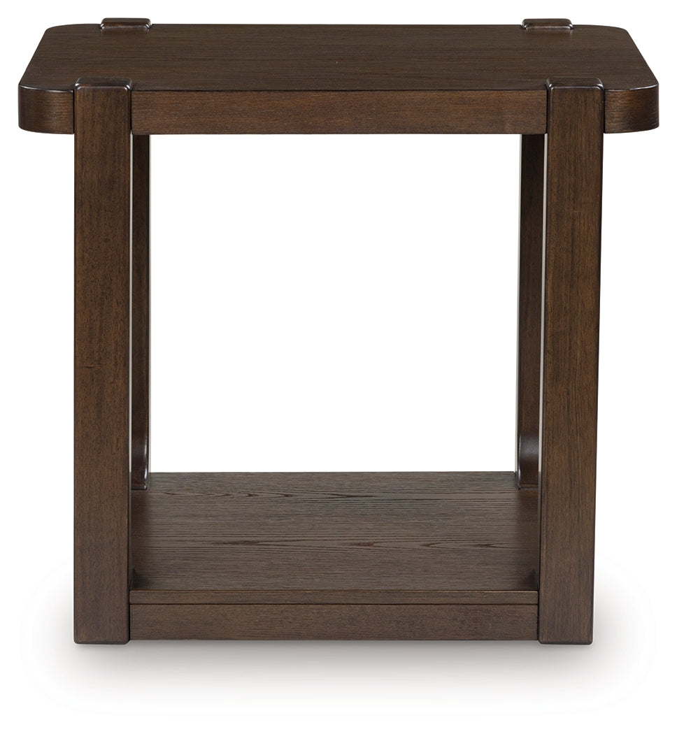 Breckington Dark Brown Rectangular End Table- Viva Furn